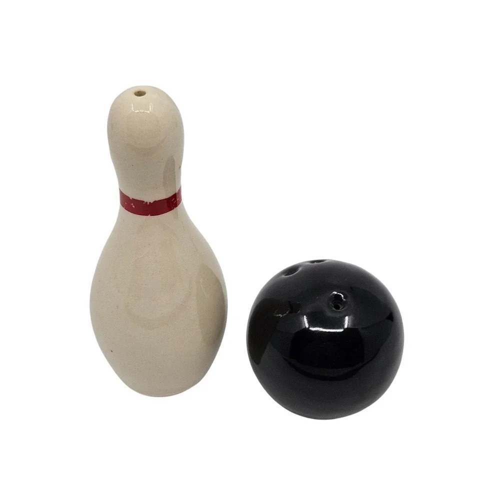 Vintage Bowling Ball & Pin Salt & Pepper Shaker Set